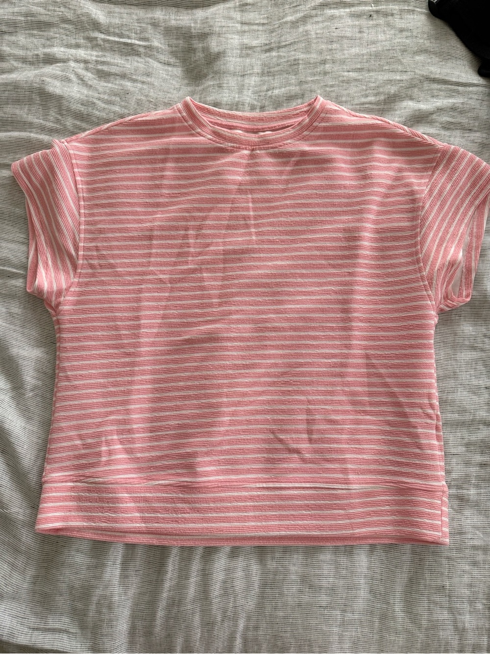 SET: Women’s Pink Stripe Short Sleeve Top and Shorts Set